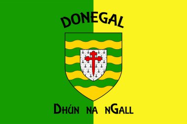 Flag of County Donegal is a county of Ireland in the province of Ulster. Vector illustration clipart
