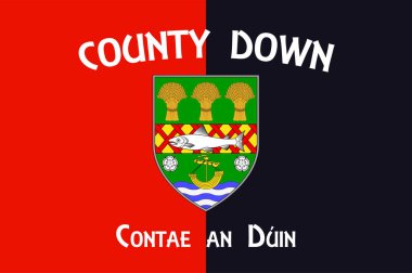County Down, Kuzey İrlanda 'yı oluşturan altı ilden biridir. Vektör illüstrasyonu
