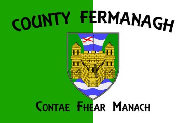 Fermanagh Bölgesi, İrlanda 'nın otuz iki ilinden biri ve Kuzey İrlanda' nın altı ilinden biridir. Vektör illüstrasyonu