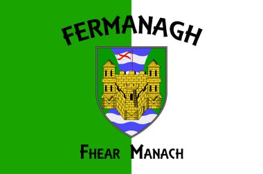 Fermanagh Bölgesi, İrlanda 'nın otuz iki ilinden biri ve Kuzey İrlanda' nın altı ilinden biridir. Vektör illüstrasyonu