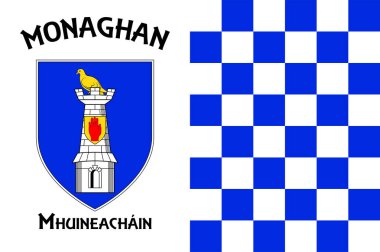 Monaghan, İrlanda 'nın Monaghan eyaletinde yer alan bir şehirdir. Vektör illüstrasyonu