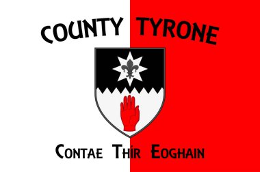 Flag of County Tyrone is one of the nine counties of Ulster, one of the six counties of Northern Ireland. Vector illustration clipart
