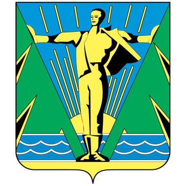 Coat of arms of Komsomolsk-on-Amur is a city in Khabarovsk Krai, Russia. Vector illustration clipart