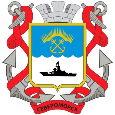 Coat of arms of Severomorsk is a closed town in Murmansk Oblast, Russia. Vector illustration clipart