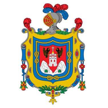 Quito 'nun arması Ekvador' un başkentidir. Vektör illüstrasyonu
