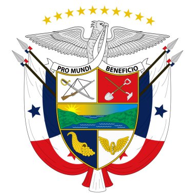 Coat of Arts of Panama, Orta Amerika 'da bir ülkedir. Vektör illüstrasyonu