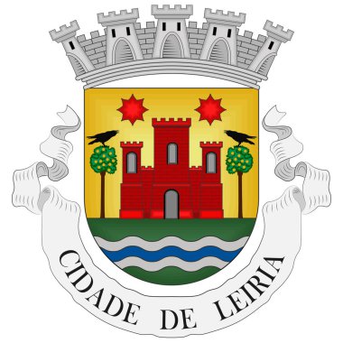 Leiria bayrağı, Portekiz 'in Centro Bölgesi' nde ve tarihî Beira Litoral ilinde bir şehir ve belediyedir. Leiria Bölgesi 'nin başkentidir. Vektör illüstrasyonu