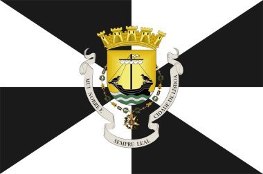 Lizbon bayrağı Portekiz 'in başkenti ve en büyük şehridir. Vektör illüstrasyonu