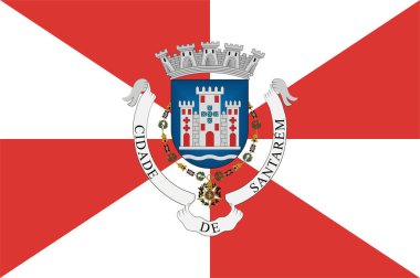 Santarem bayrağı, Portekiz 'in Santarem ilçesine bağlı bir belediyedir. Vektör illüstrasyonu