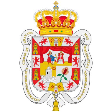 Granada, İspanya 'nın otonom bölgelerinden biri olan Endülüs' ün başkenti Granada 'nın başkentidir. Vektör illüstrasyonu