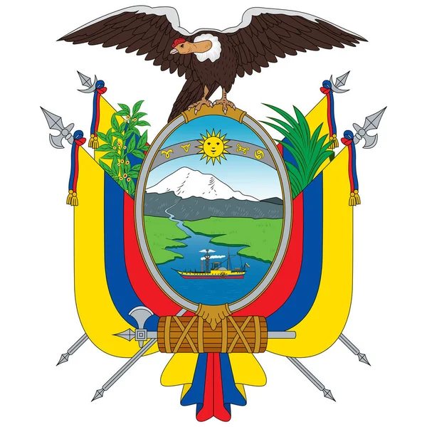 Escudo Armas República Del Ecuador País Noroeste Sudamérica Ilustración Vectorial — Vector de stock