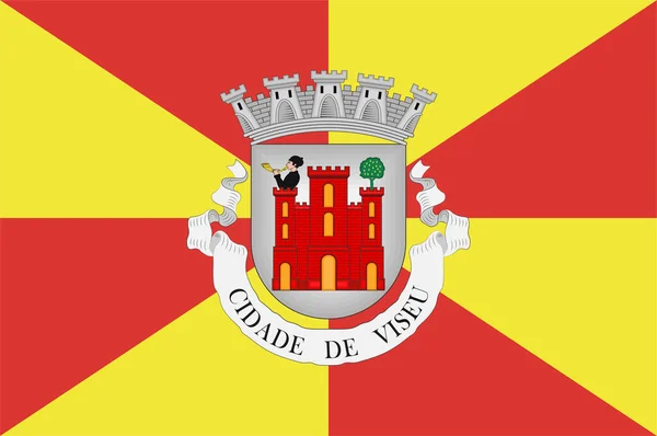 Flagga Viseu Stad Och Kommun Centro Regionen Portugal Och Huvudstad — Stock vektor