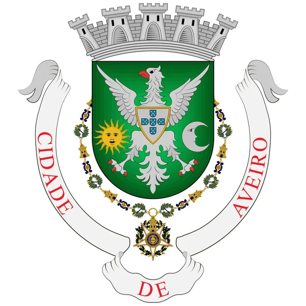 Escudo Armas Aveiro Una Ciudad Municipio Portugal Ilustración Vectorial — Vector de stock
