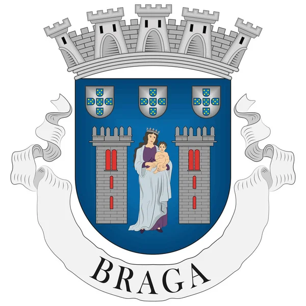 Escudo Braga Una Ciudad Portuguesa Del Distrito Braga Provincia Histórica — Vector de stock