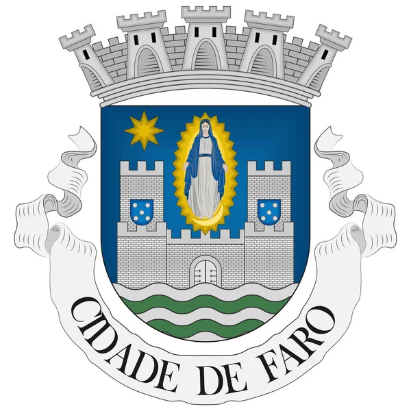 Escudo Armas Faro Municipio Obispado Ciudad Más Meridional Sede Del — Vector de stock