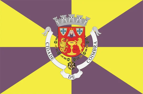 Flaga Coimbra Miasto Gmina Portugalii Ilustracja Wektora — Wektor stockowy