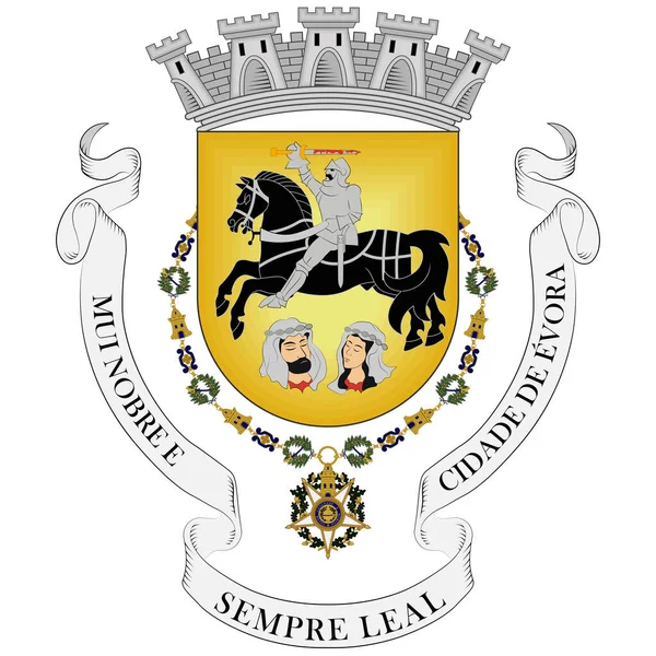 Coat Arms Evora City Municipality Portugal Vector Illustration — Stock Vector