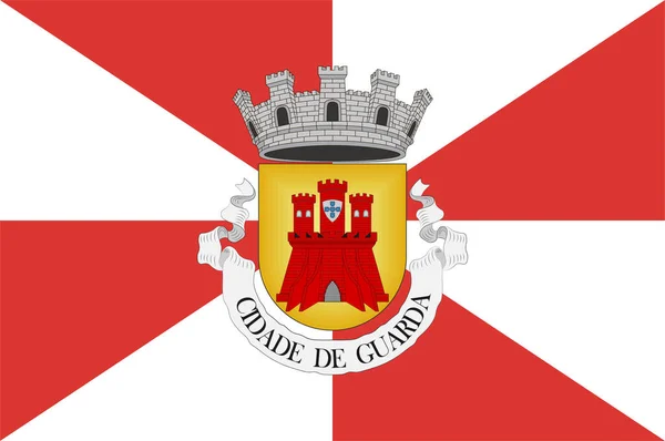 Σημαία Της Guarda Είναι Μια Πόλη Και Ένας Δήμος Στην — Διανυσματικό Αρχείο