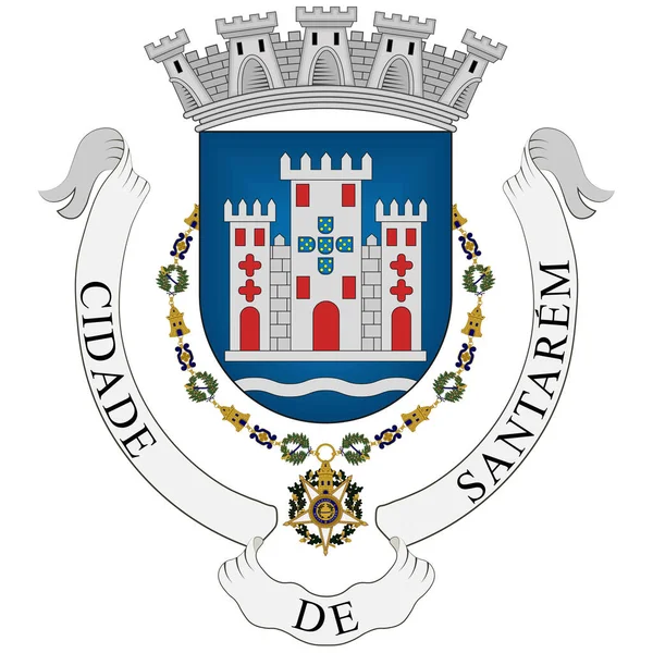 Escudo Santarem Una Ciudad Municipio Situado Distrito Santarem Portugal Ilustración — Archivo Imágenes Vectoriales
