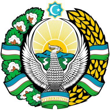Özbekistan Cumhuriyeti arması Orta Asya 'da bir ülkedir. Vektör illüstrasyonu