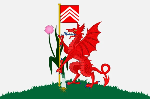 Vlag Van Cardiff Hoofdstad Van Wales Grootste Stad Vectorillustratie — Stockvector