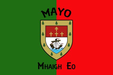 County Mayo, İrlanda 'da bir şehirdir. İrlanda 'nın batısında. Vektör illüstrasyonu