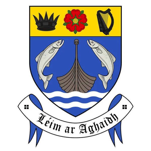 Coat Arms Leixlip Una Ciudad Ubicada Condado Kildare Estado Estadounidense — Vector de stock