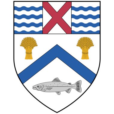 Coat of arms of Coleraine is a town and civil parish near the mouth of the River Bann in County Londonderry, Northern Ireland. Vector illustration clipart