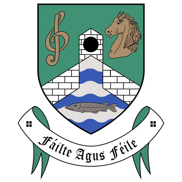 キャッスルブレーニーの紋章 Castleblayney アイルランドのモナハン郡にある町である ベクターイラスト — ストックベクタ