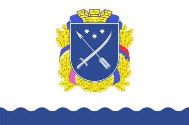 Dnipro bayrağı, Ukrayna 'nın Dnipropetrovsk Oblastı' nın yönetim merkezidir. Vektör illüstrasyonu