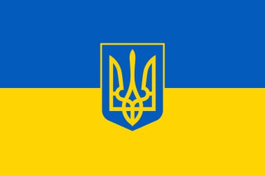 Ukrayna bayrağı Doğu Avrupa 'da bir ülkedir. Vektör illüstrasyonu