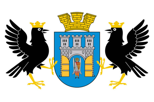 Coat of arms of Ivano-Frankivsk is a historic city located in Western Ukraine. Vector illustration