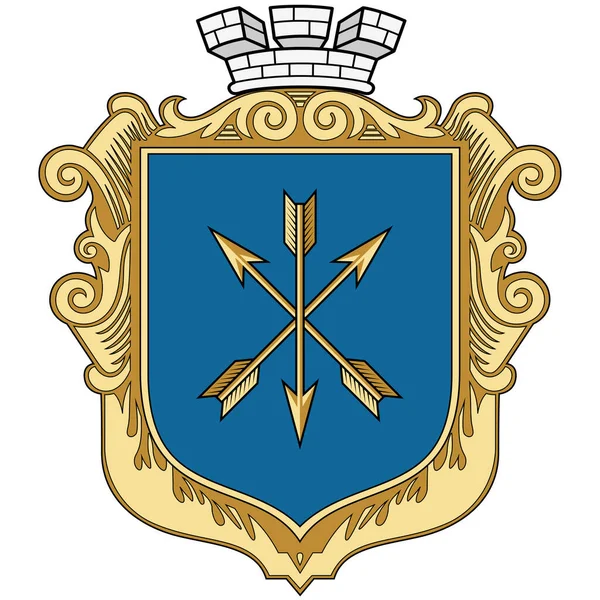 赫梅利尼茨基的臂章是乌克兰西部的一座城市 矢量说明 — 图库矢量图片