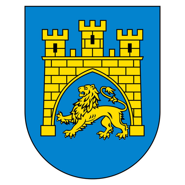 Coat of arms of Lviv is the largest city in western Ukraine. Vector illustration
