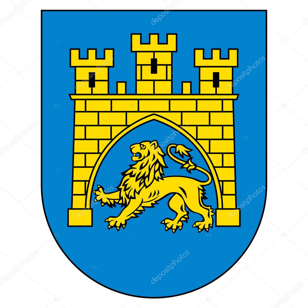 Coat of arms of Lviv is the largest city in western Ukraine. Vector illustration