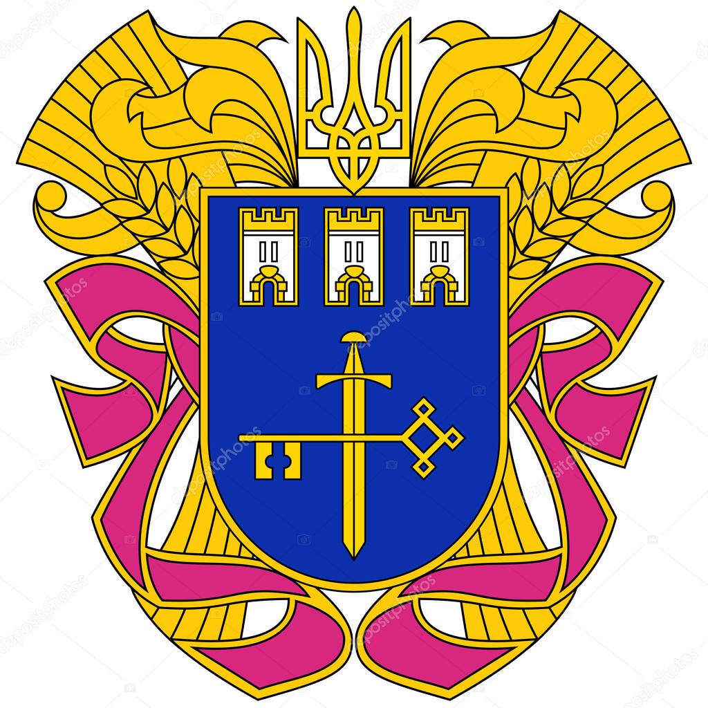 Coat of arms of Ternopil Oblast is an province of Ukraine. Vector illustration