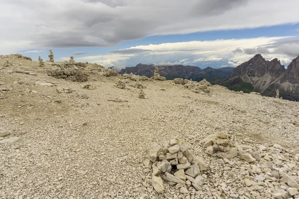 Taş Höyükler Sass Pordoi Üstüne Dolomites Talya — Stok fotoğraf