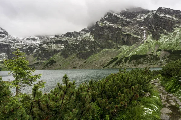 Siyah Birikintisi Gasienicowy Zirveleri Yüksek Tatra Dağları Nın Görüntüleyin Polonya — Stok fotoğraf