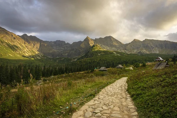 Günün sonunda Gasienicowa Vadisi'nde. Tatra Dağları. Polonya.