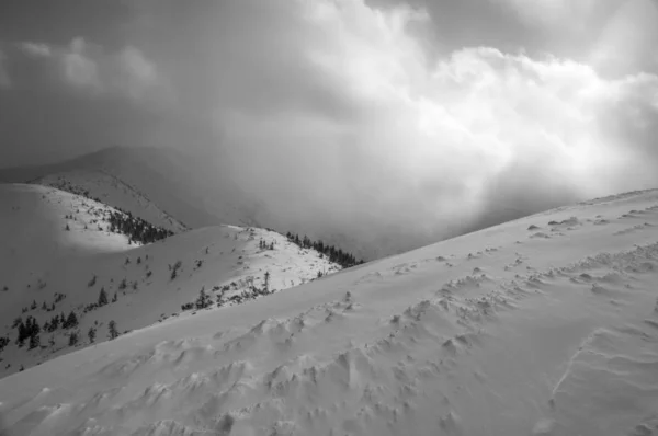 Sneeuwstorm Besneeuwde Bergtoppen Westelijke Tatra — Stockfoto