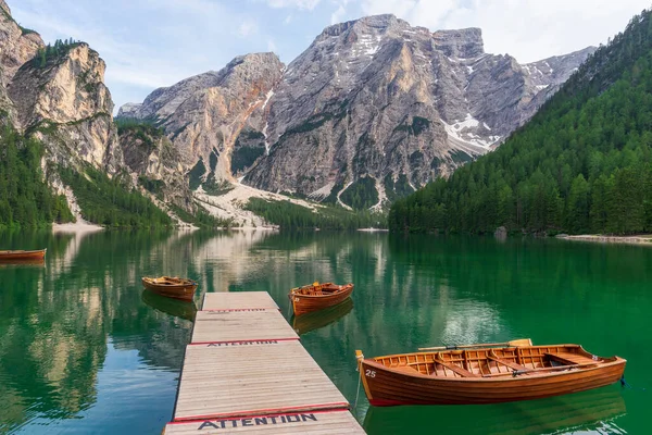 Lago Braies Picturesque Lake Dolomites — Stock Photo, Image