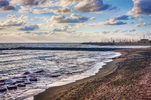 Paisagem Uma Tarde Nublada Mar Roma — Fotografia de Stock