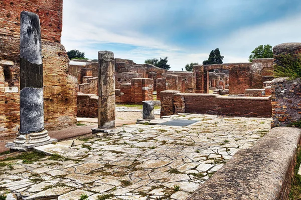 Archaeological Roman empire street view in Ancient Ostia - Rome - Italy