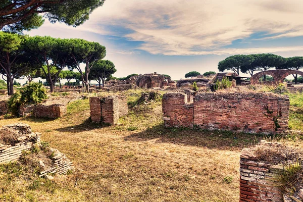 Paisagem Romana Arqueológica Óstia Antiga Roma Itália — Fotografia de Stock
