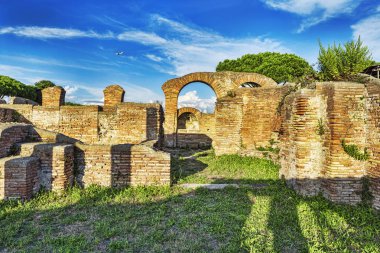 Arkeolojik Roma İmparatorluğu sokak görünümü antik Ostia - Roma - İtalya