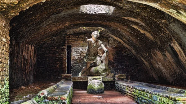 Mithras Megölése Egy Bika Termikus Mithraeum Régészeti Ásatások Ostia Antica — Stock Fotó