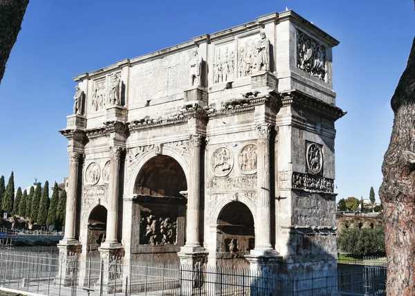 Maravilloso Decorado Arco Triunfal Constantino Roma Italia — Foto de Stock