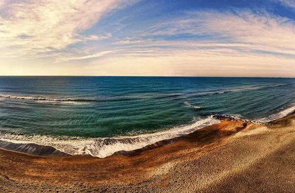 Vista Panorámica Del Paisaje Marino Sobre Océano Con Agua Arena — Foto de Stock