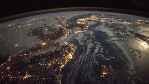 Space View Planet Earth Atlantic Ocean Balearic Mediterranean Sea Cities — Stock Video