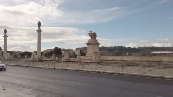 Řím Itálie Února 2019 Impozantní Monumentální Výstavba Ponte Flaminio Nachází — Stock video